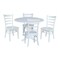 International Concepts 42 in. Solid Wood Round Drop Leaf Pedestal Table with 4 Dining Chairs in White K08-42DPT-23B-C617-4 - alternate 1